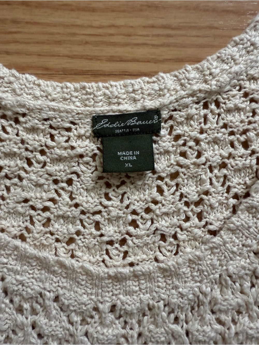 Eddie Bauer Cream Crochet Knit Tank Top - Picture 2 of 7
